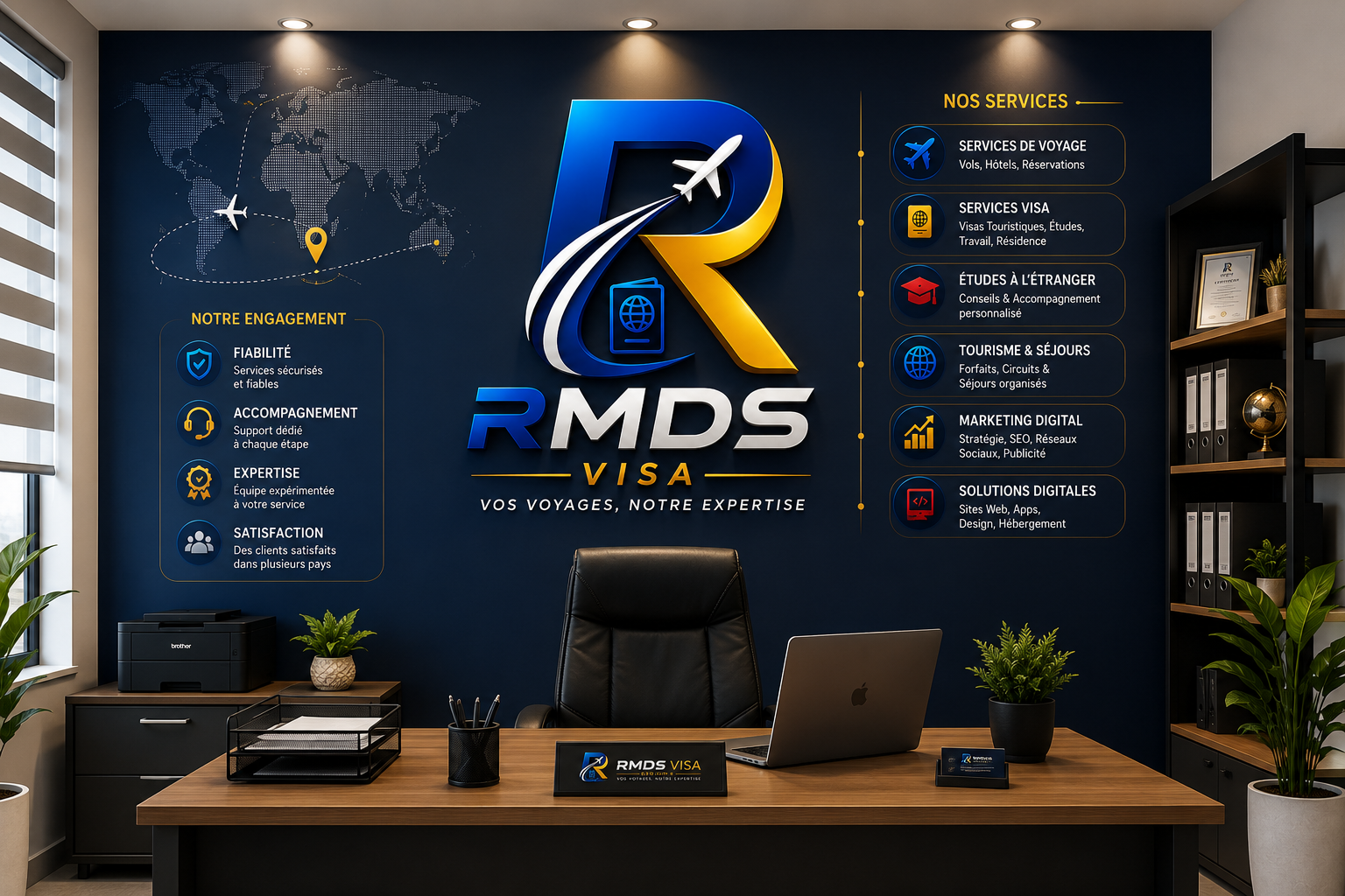 مكتب RMDS Visa بعلامة الشركة وخدماتها